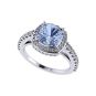 2.00ct Simulated Aquamarine Halo Engagement Ring in Pure Brilliance Zirconia &amp; Solid 925 Sterling Silver