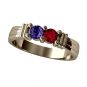 Shared Prong Couples 2 Stone Ring w/Simulated Birthstones Sterling Silver, 10K or 14K Gold