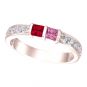 Princess w/Side CZ Couples 2 Stone Ring w/Simulated Birthstones in Silver, 10K or 14K Gold