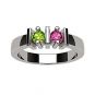 Straight Bar Couples 2 Stone Ring w/Simulated Birthstones in Silver, 10K or 14K Gold