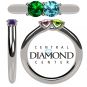 NANA Lucita Couples Ring w/ 2 Simulated Birthstones in Sterling Silver, 10K or 14K Gold