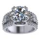 Sterling Silver Round &amp; Baguette Engagement wedding set ring with a 9.00mm-2.50ct Round Center Stone