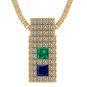 Princess Cut Couples 2 Stone Pendant Necklace w/ Pure Brilliance Zirconia on 3 Sides &amp; Simulated Birthstones