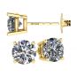 14K Solid Gold Post &amp; Sterling Silver 4 Prong Pure Brilliance Zirconia CZ Stud Earrings 1.00ctw - 8.00ctw