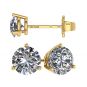 NANA Jewels Sterling Silver Round Martini style 3 Prongs Pure Brilliance Zirconia Stud Earrings with a solid 14k gold post (1.50ctw-4.00ctw)
