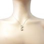 Round Double Halo Dancing Stone Necklace w/Pure Brilliance Zirconia in Gold Plated Sterling Silver