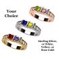 NANA Jewels S-Bar w/Sides Couple&#039;s Ring with Simulated Birthstones in Sterling Silver, 10K or 14K Solid GOLD