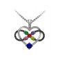 NANA Jewels Infinity Love Mother &amp; Child Necklace w/ 1-5 Simulated Birthstones in Silver, 10K, or 14K Gold (B)