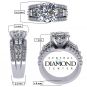 Sterling Silver Round &amp; Baguette Engagement wedding set ring with a 9.00mm-2.50ct Round Center Stone