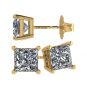 14K Gold Posts &amp; Sterling Silver Princess Cut CZ Stud Earrings w/ Pure Brilliance Zirconia, 1.50-4.00ctw