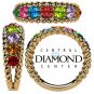 Central Diamond Center Rope Mothers Birthstone Ring with 1 to 10 Simulated Birthstones in Sterling Silver, 10k or 14k Gold