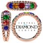 Central Diamond Center Rope Mothers Birthstone Ring with 1 to 10 Simulated Birthstones in Sterling Silver, 10k or 14k Gold