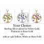 NANA Jewels Tree of Life Mother&#039;s Pendant with a CZ Bezel 1-13 Stones w/1mm 22&quot; Adj. Box Chain, in Sterling Silver, Solid 10K or 14K Gold