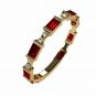 Sterling Silver Stackable Birthstone Ring Band w/ Baguette Cut Simulated Birthstones, Gold Plated