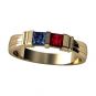 NANA Princess Couples 2 Stone Ring w/ Simulated Birthstones in Solid 14K Gold