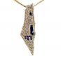 Central Diamond Center Israel Map Necklace/Pendant-Sterling Silver Am Israel Chai on Back Side-3D Map of Israel Large &amp; Small