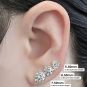 NANA Jewels Sterling Silver Round Martini style 3 Prongs Pure Brilliance Zirconia Stud Earrings with a solid 14k gold post (1.50ctw-4.00ctw)
