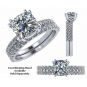 NANA Jewels Cushion Cut Solitaire w/Sides Engagement Ring made W/Pure Brilliance Zirconia, Sterling Silver or 10K Gold