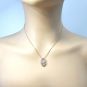 Double Oval Dancing Stone Necklace Pendant in Sterling Silver made w/Pure Brilliance Zirconia