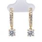 Sterling Silver Hoop Earrings with Round-Cut Simulated Diamond Dangle – 2.5 CTW CZ, Prong Set, Elegant Drop Hoops for Women