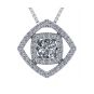 Double Square Dancing Stone Necklace Pendant in Sterling Silver made with Pure Brilliance Zirconia